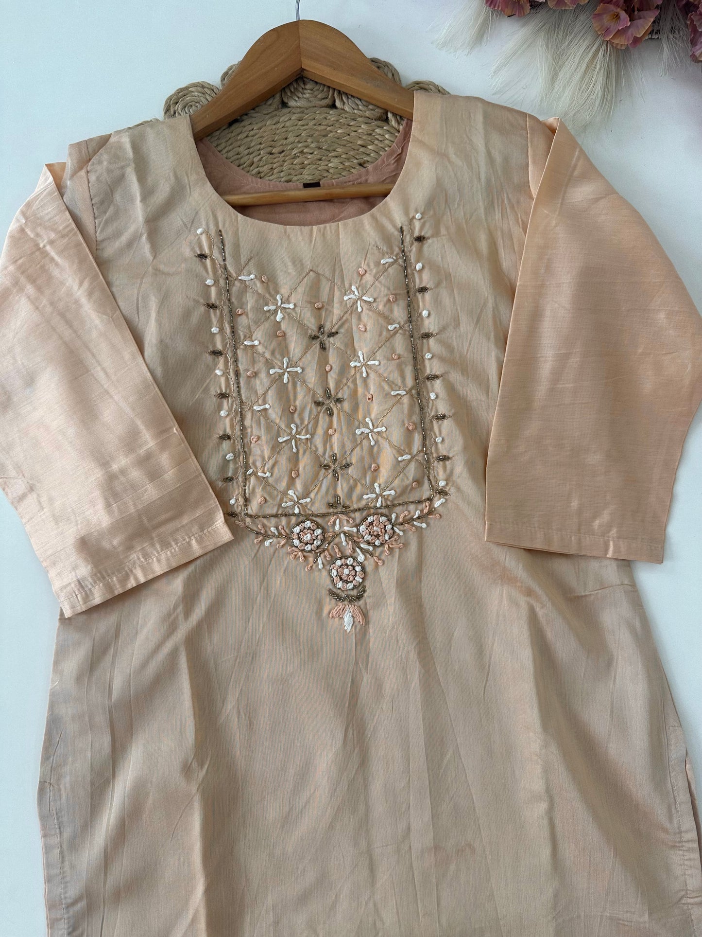 D226 - Roman silk straight kurti with pants and dupatta