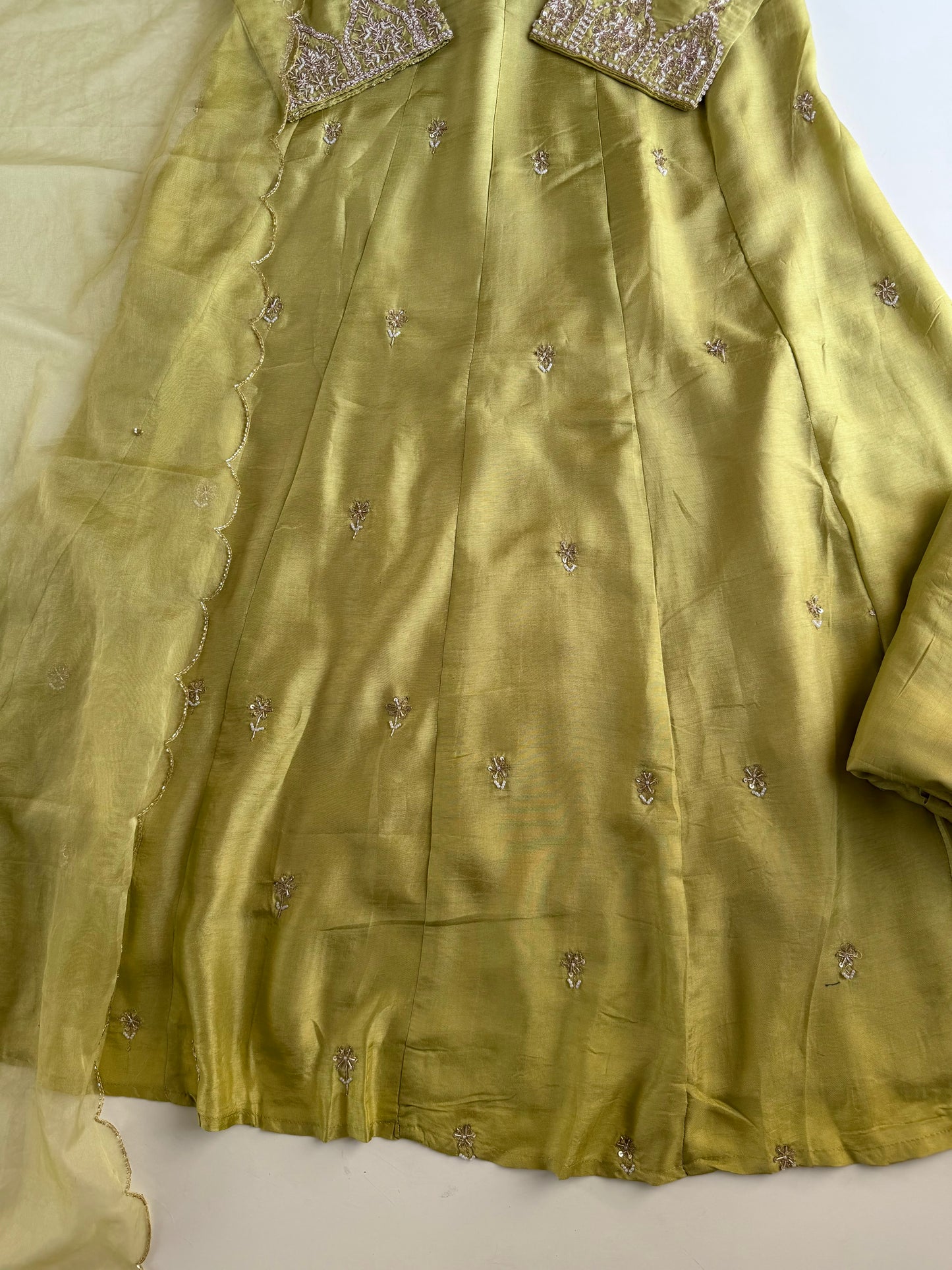 K183 - Russian silk handwork Anarkali with pants and dupatta