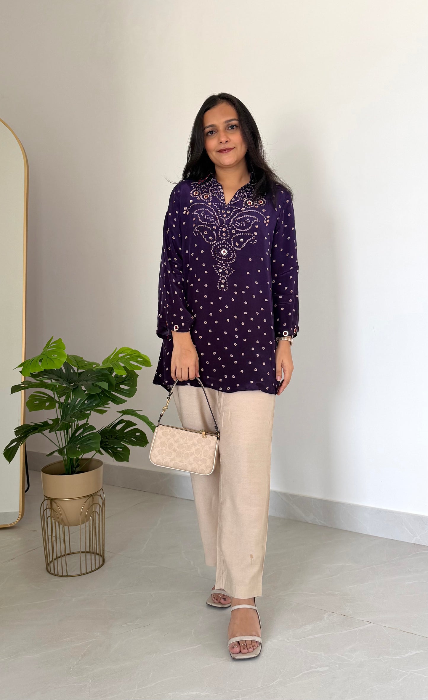 K547 - Pure crape bandhini shirts in 3 styles