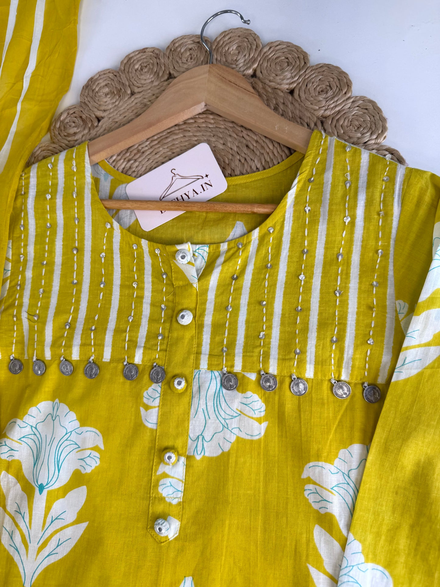 K495 - Mul cotton straight Kurti with pants and dupatta