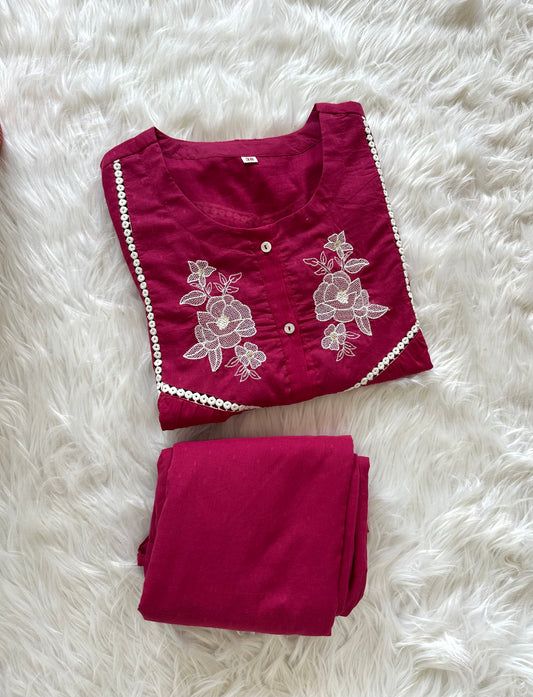 K185 - Mul cotton embroidered coord set