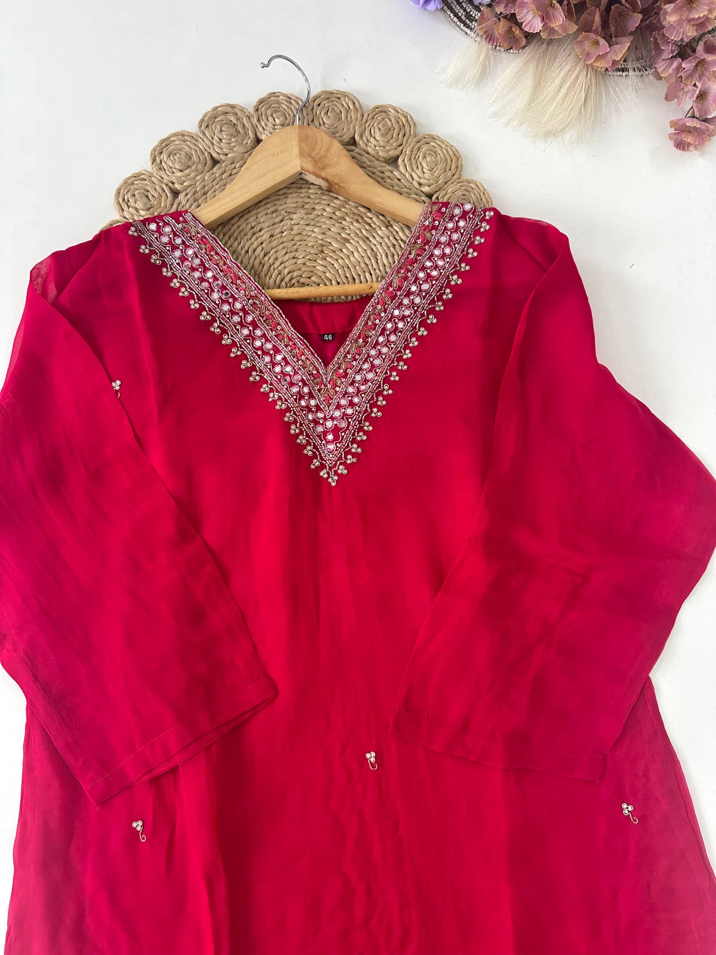 D211 - Muslin silk straight kurti with pants and dupatta