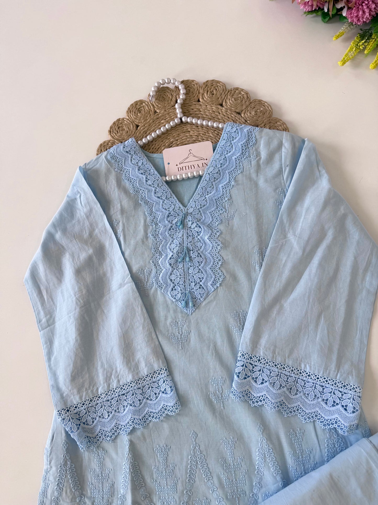 K645 - Mul cotton embroidered coord set