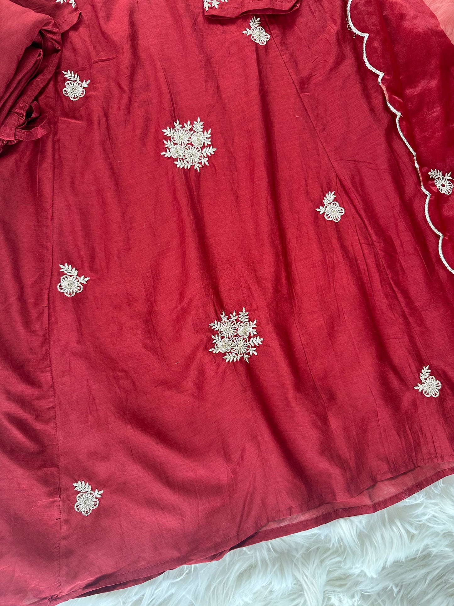 K370 - Mul Chanderi Zari work Anarkali with pants and dupatta in 2 colours