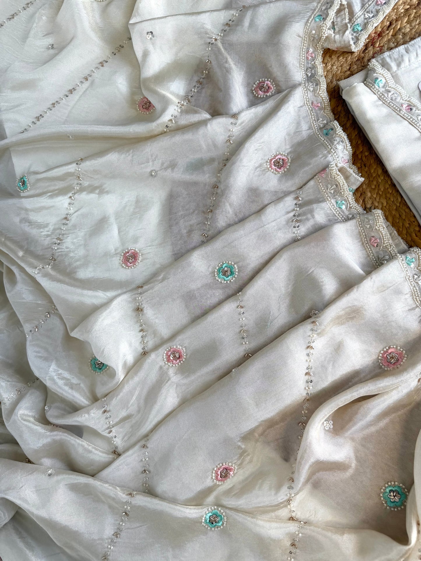 K569 - Tissue silk straight Kurti with heavy palazzo and dupatta