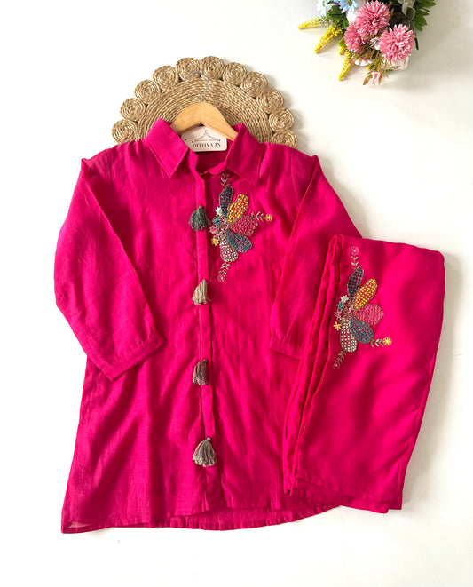 K616 - Mul chanderi handwork coord set