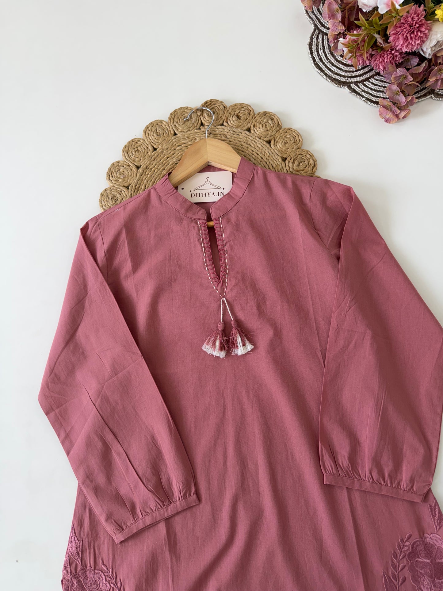 K186 - Mul cotton embroidered short Kurti