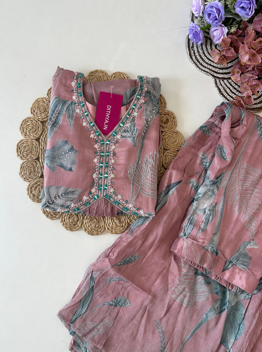 D010 -Chinnon Alia cut Anarkali with sharara pants