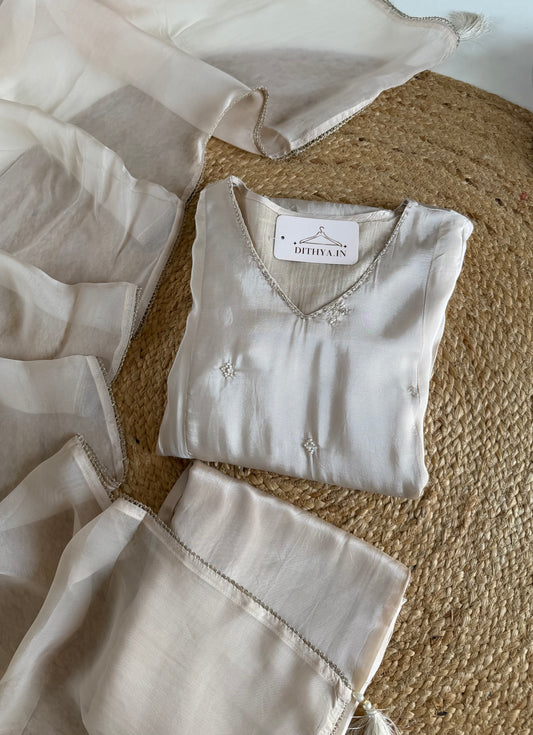 K318 - Pure crape handwork Anarkali with pants and dupatta