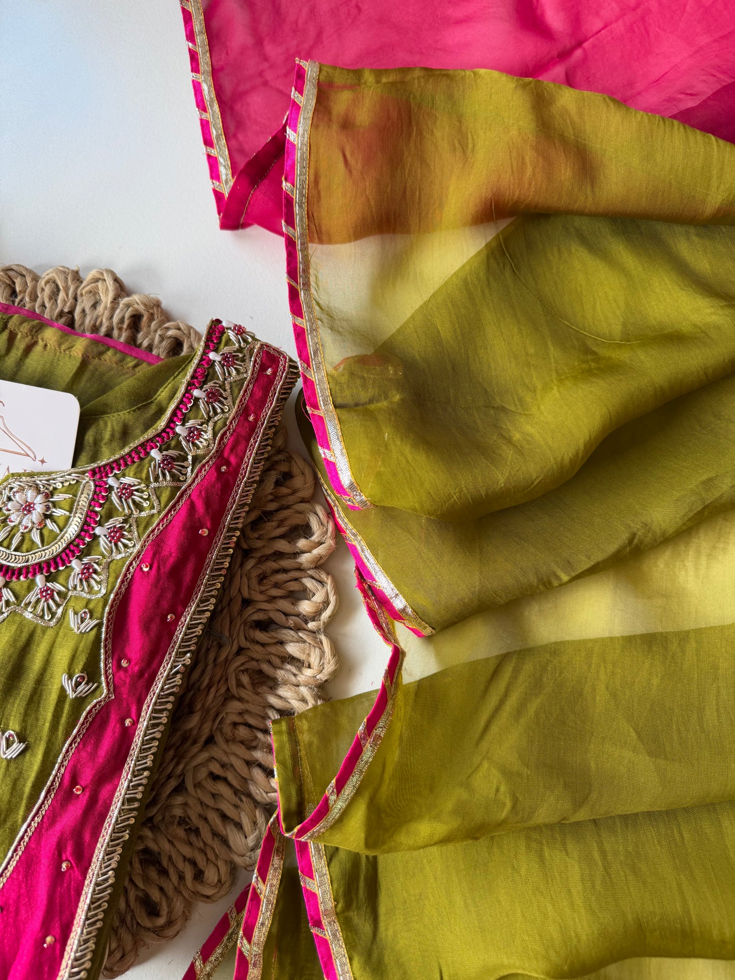 K051 - Mul chanderi handwork Anarkali with pants and dupatta