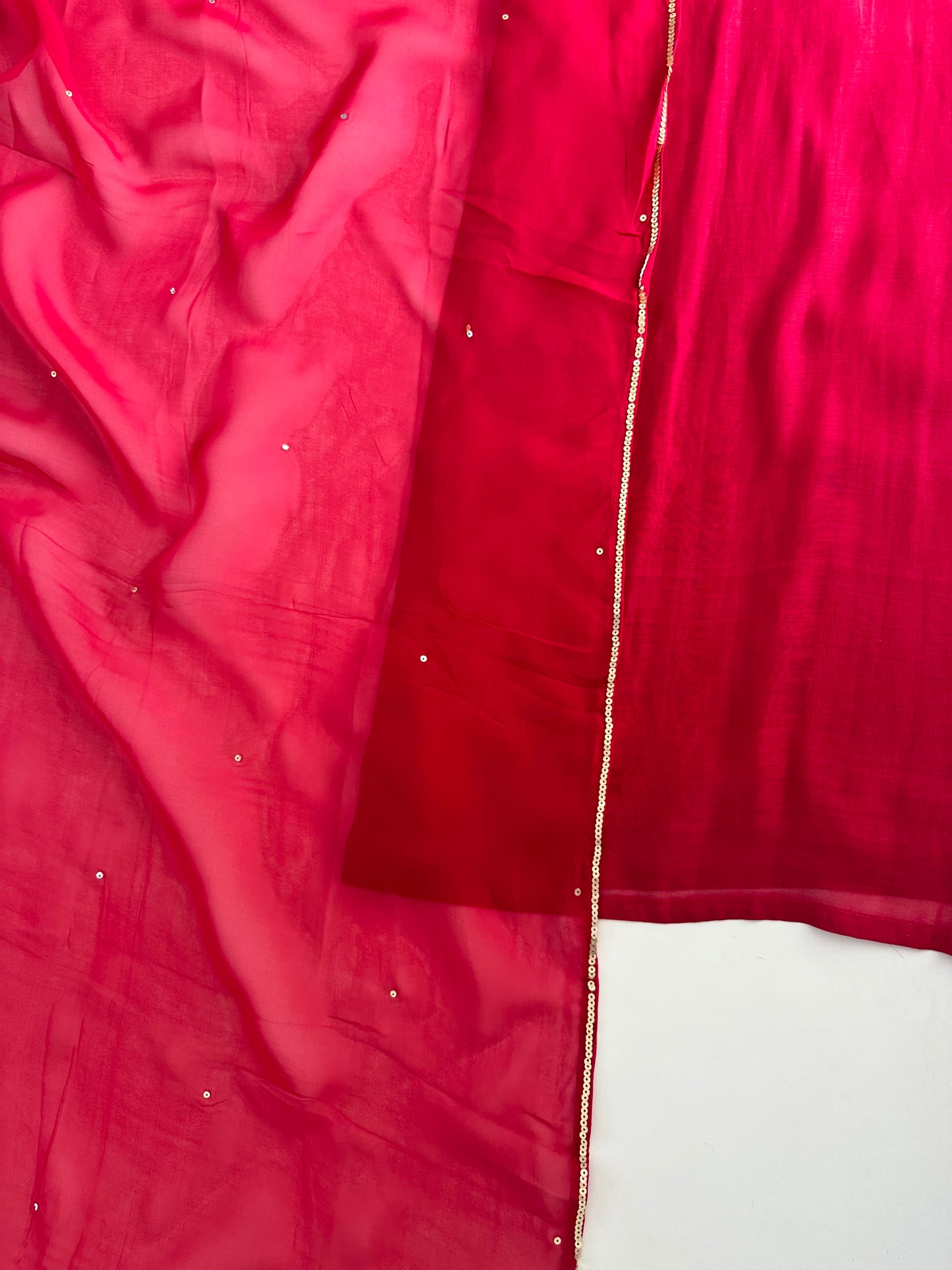 K184 - Mul Chanderi gota work straight Kurti with pants and dupatta