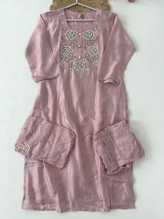 D237 - Dola silk straight kurti with pants and dupatta