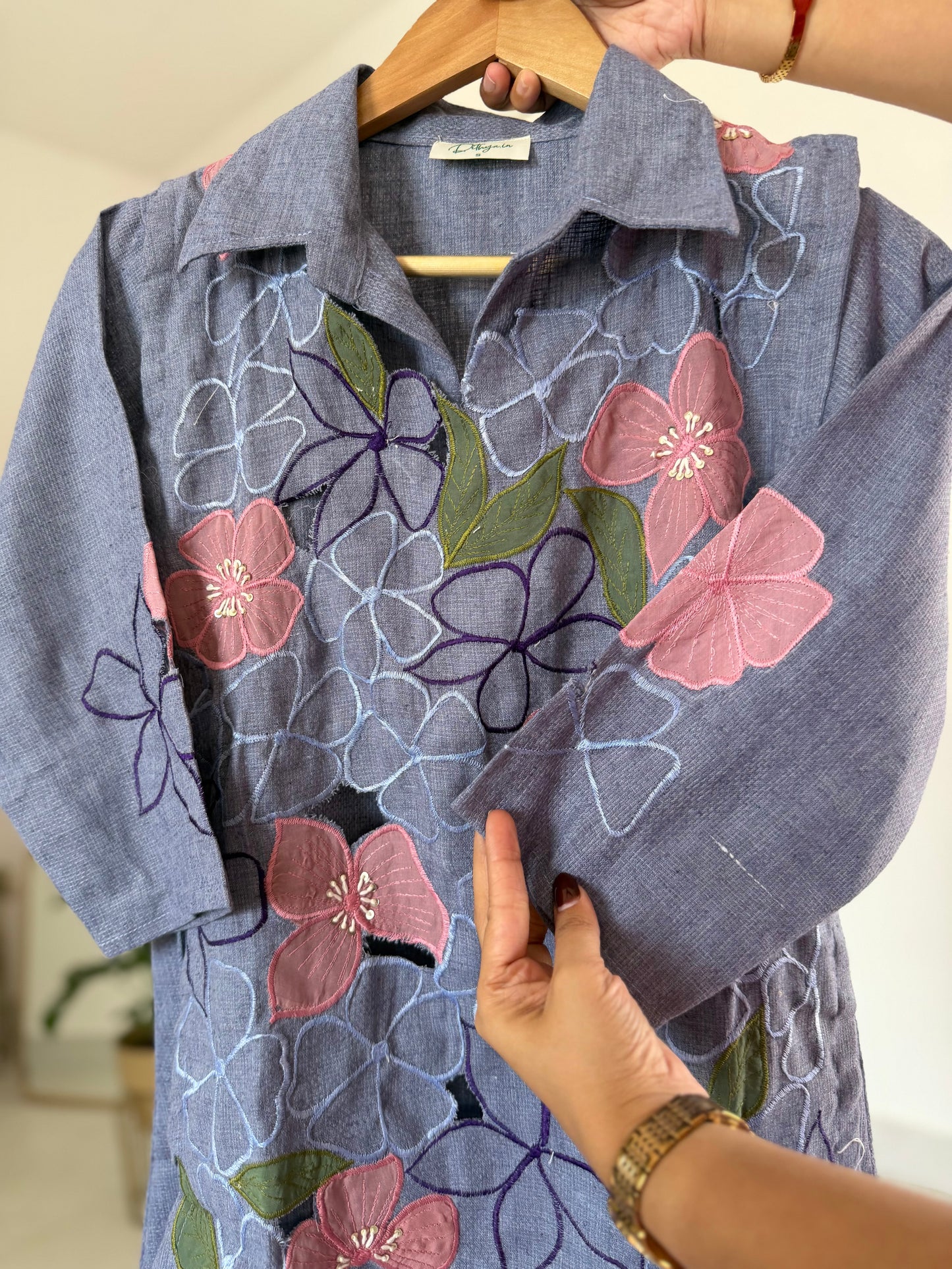 K500 - Linen cotton appliqué embroidered coord sets in 2 colours