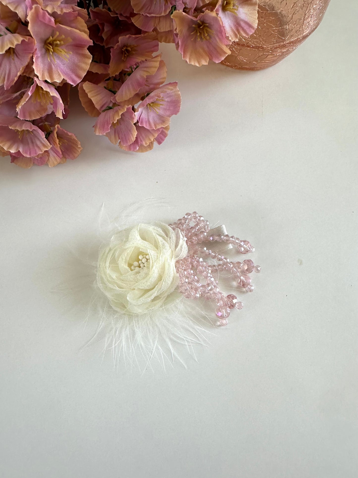 A014 - Fancy flower beaded hair clip (per piece)