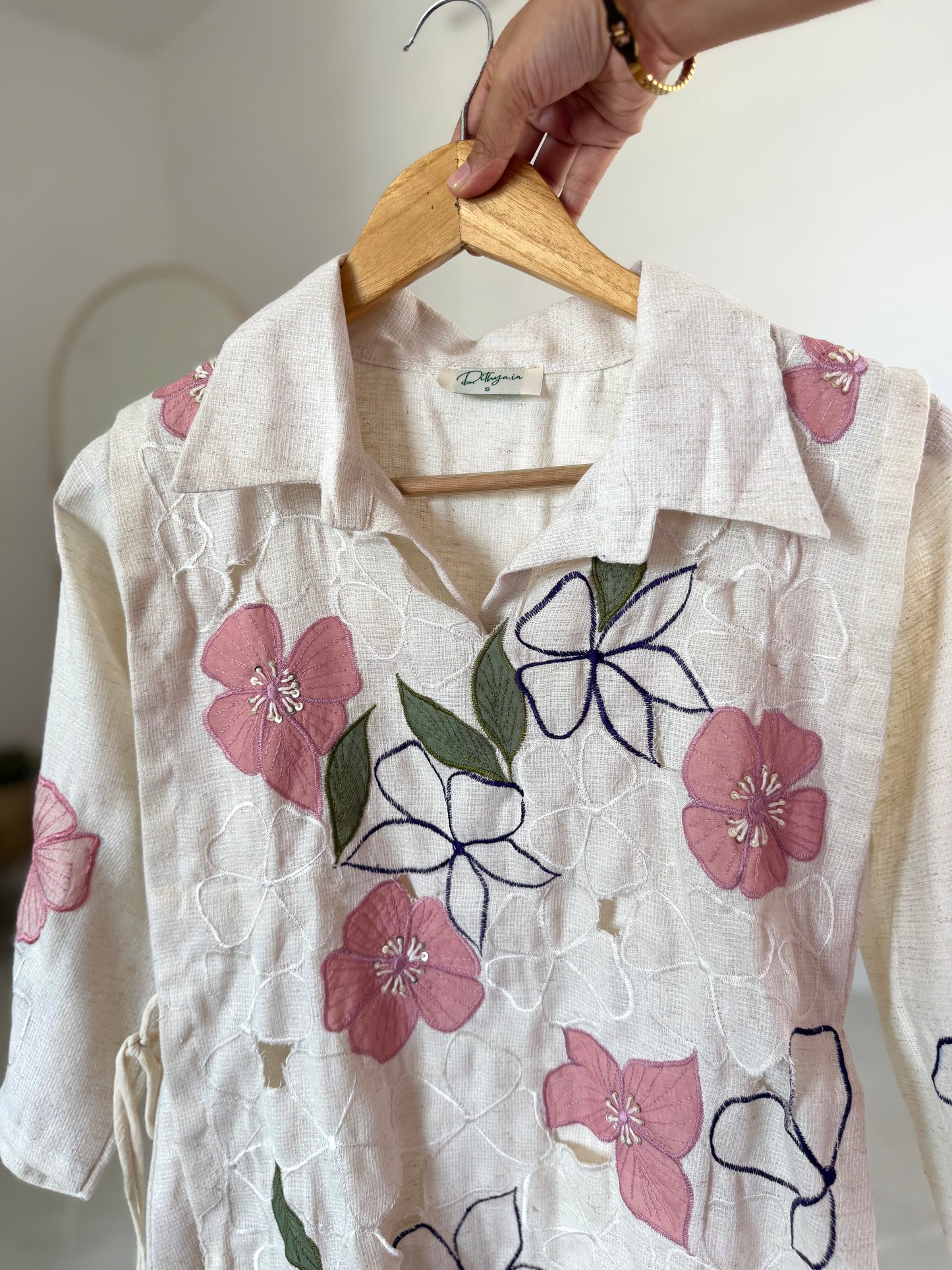 K500 - Linen cotton appliqué embroidered coord sets in 2 colours