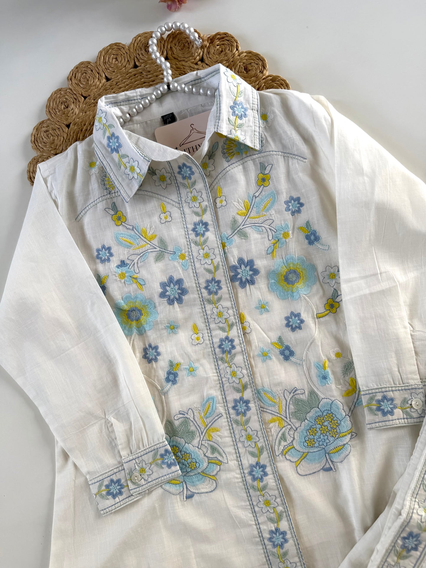 K172 - Pure Mul cotton hand embroidered coord set