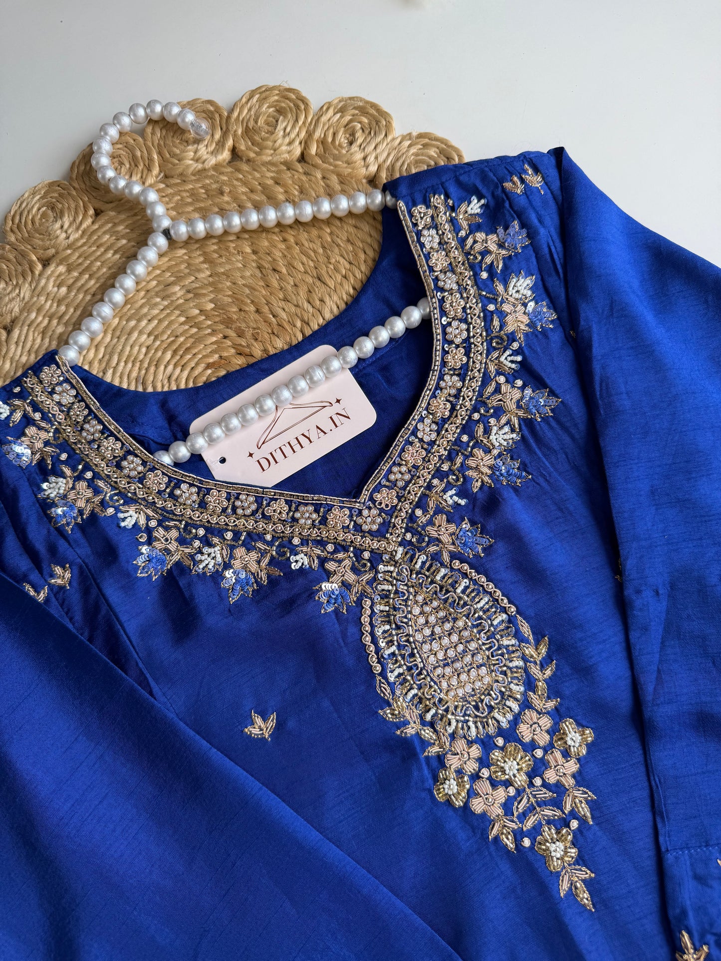 K206 - Russian silk handwork Anarkali with pants and dupatta