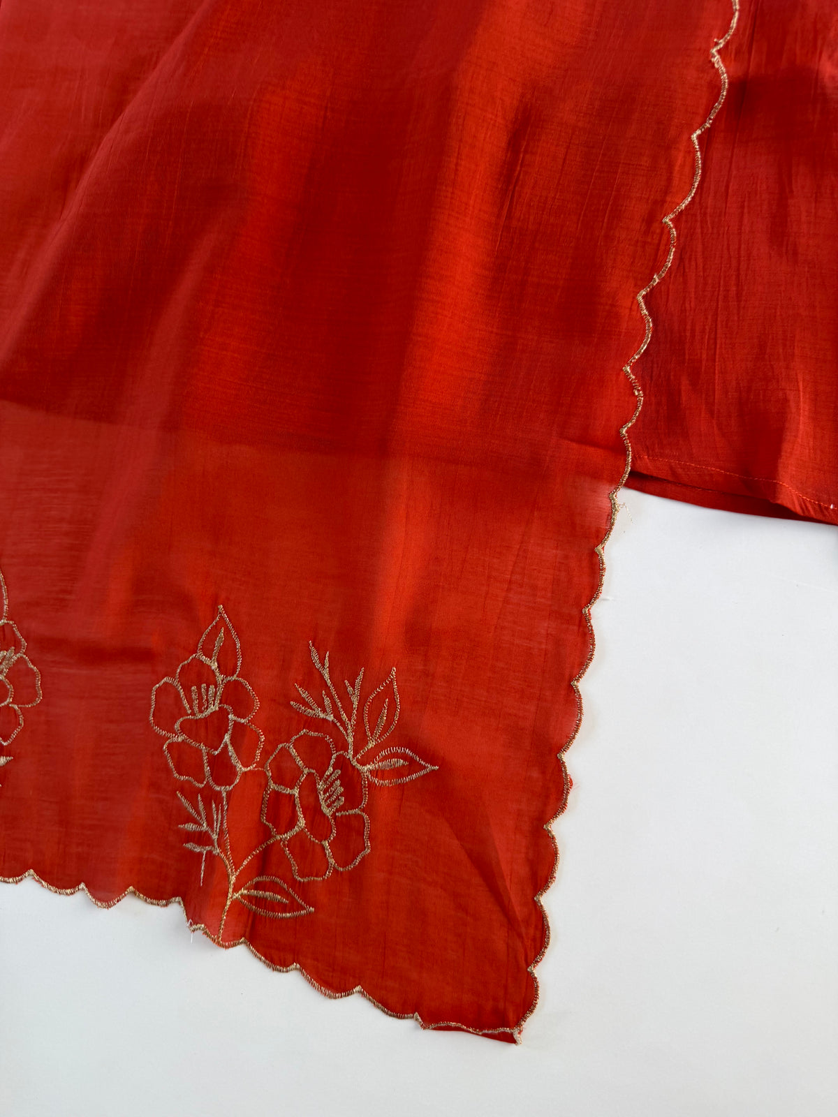 K306 - Surat Mul chanderi dabka work aline Kurti with pants and dupatta