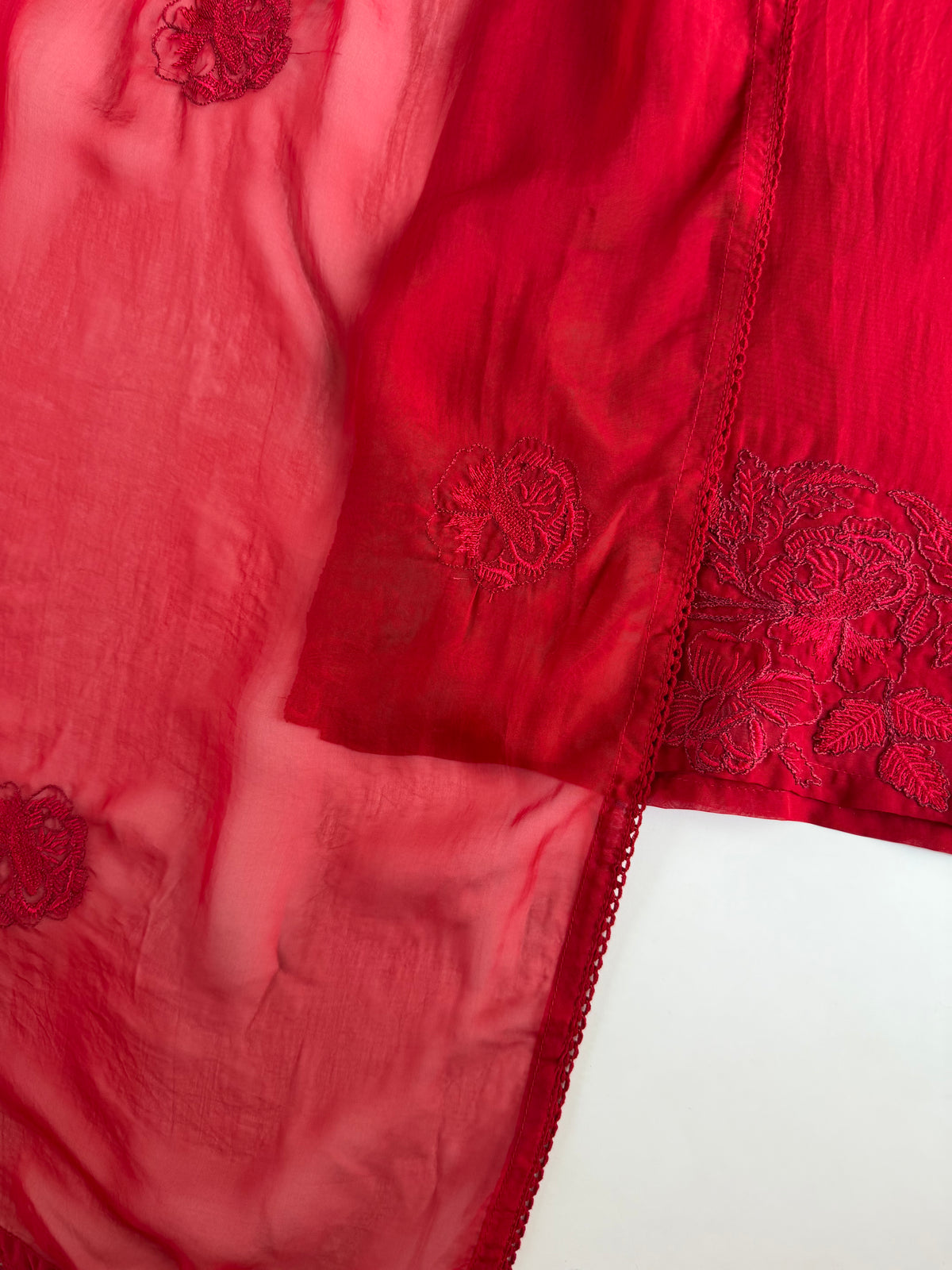 K140 - Pure organza embroidered farshi salwar with pants and dupatta
