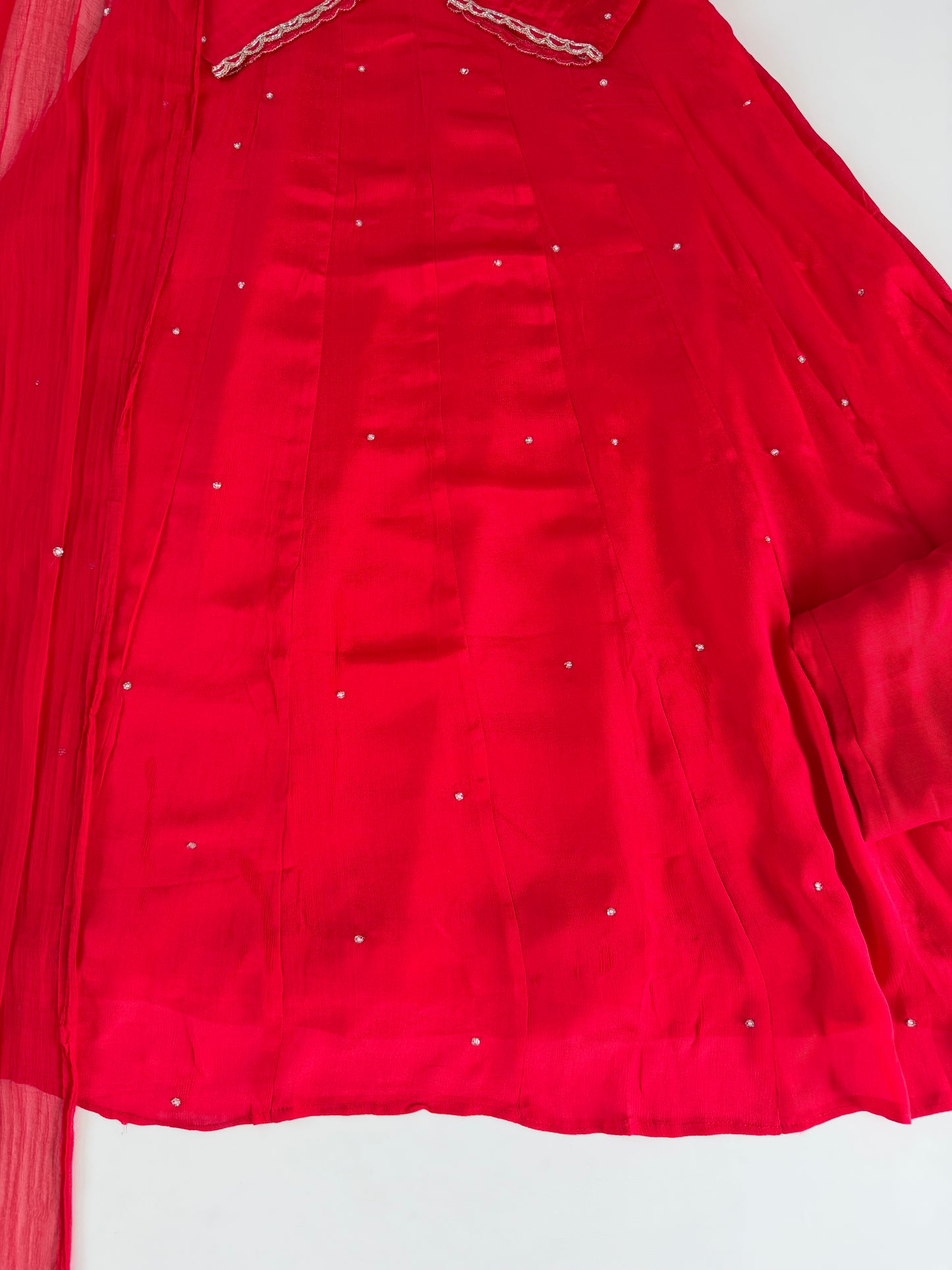 K527 - Chinnon handwork Anarkali with pants and dupatta