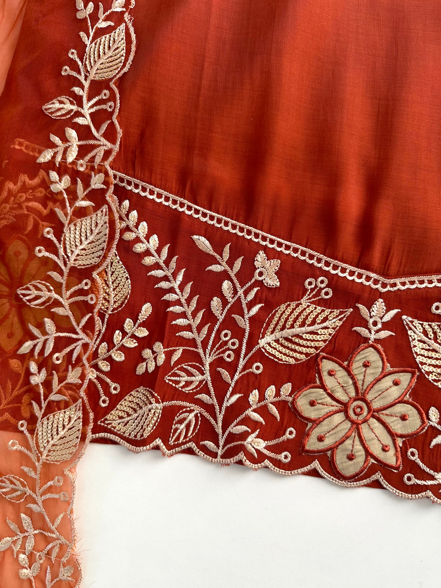 K110 - Roman silk Embroidered straight kurti with pants and dupatta