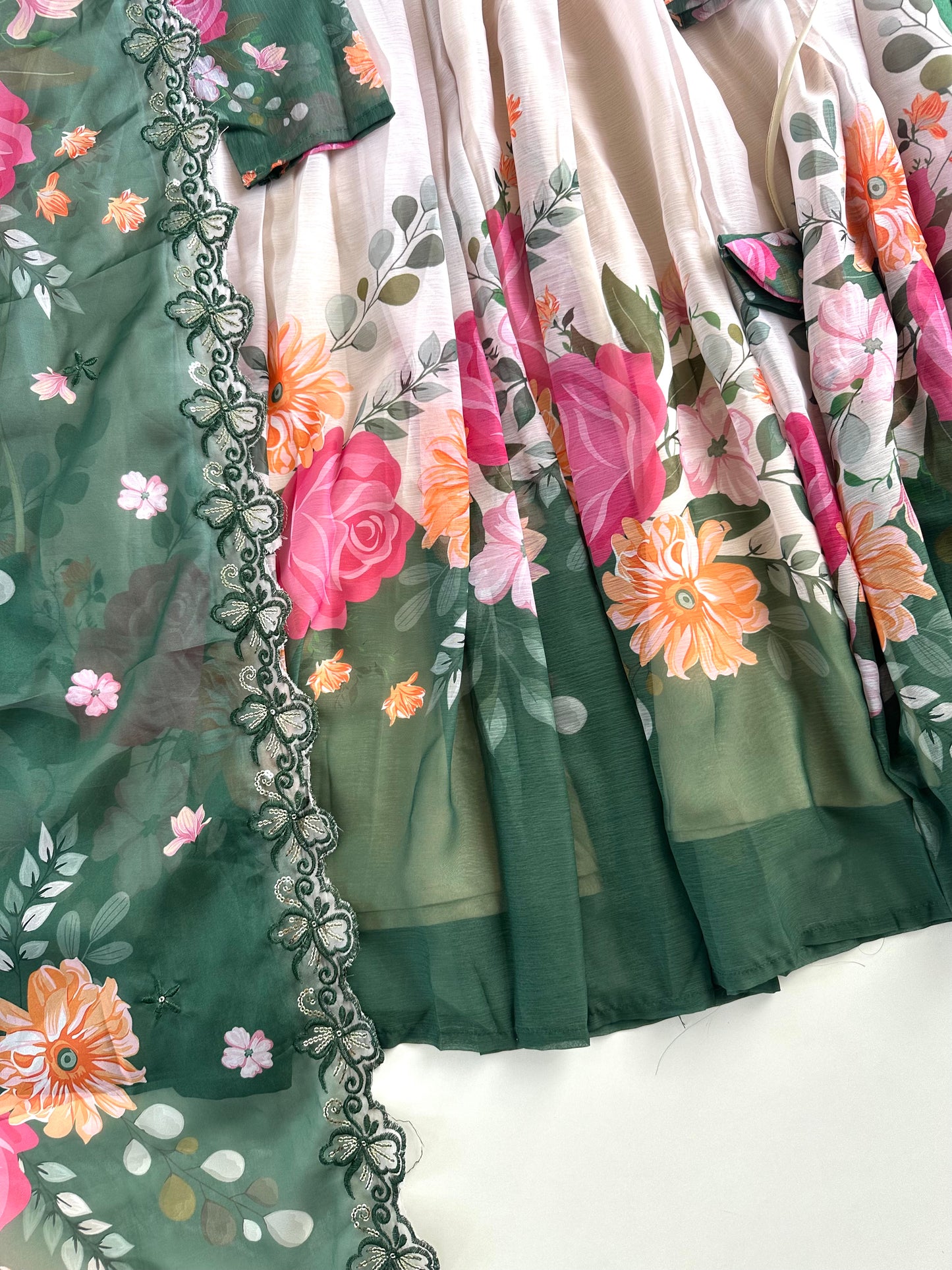 K288 - Georgette Floral Anarkali with pants and dupatta
