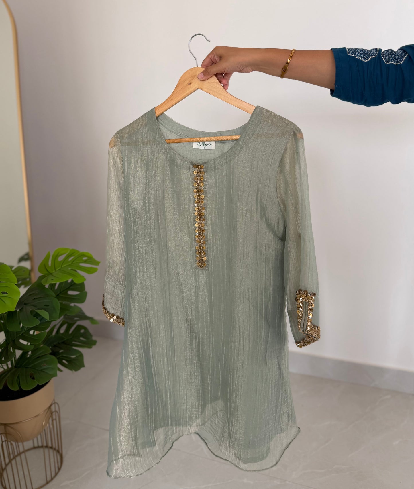 K506 - Salsa tissue silk handwork coord set in 2 colours
