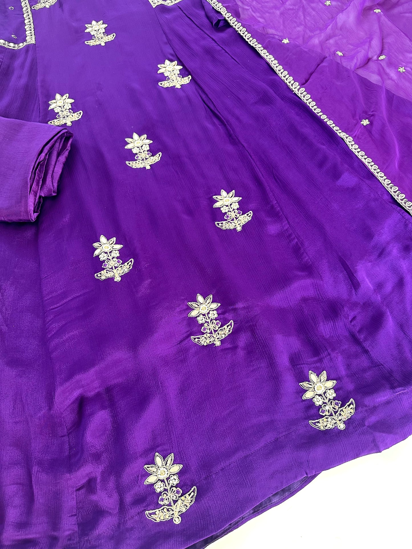 K085 - Chinnon Handwork Anarkali with pants and dupatta