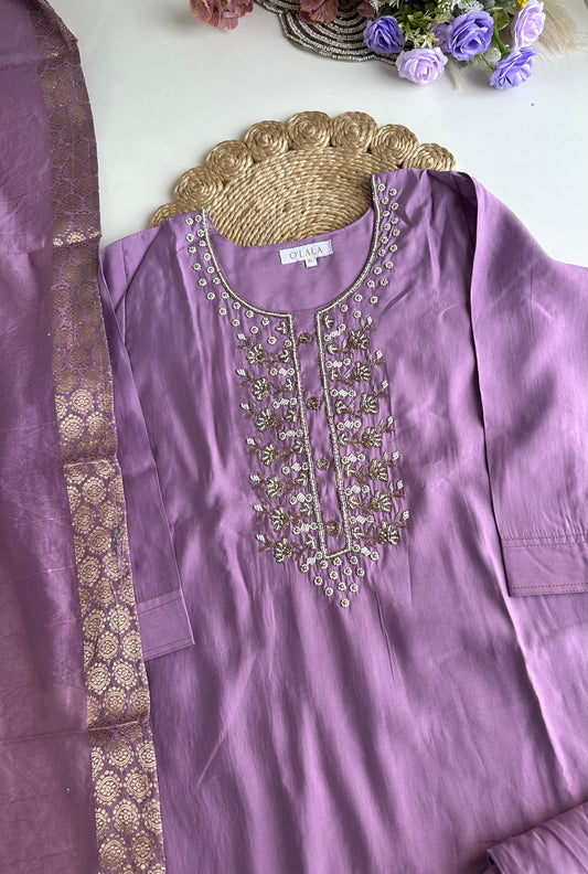 D270 - Roman silk straight kurti with pants and dupatta