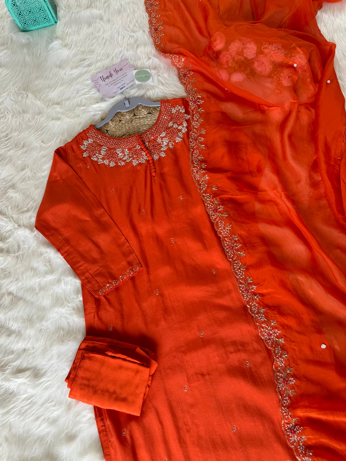 K191 - Russian silk kurti with pants and dupatta