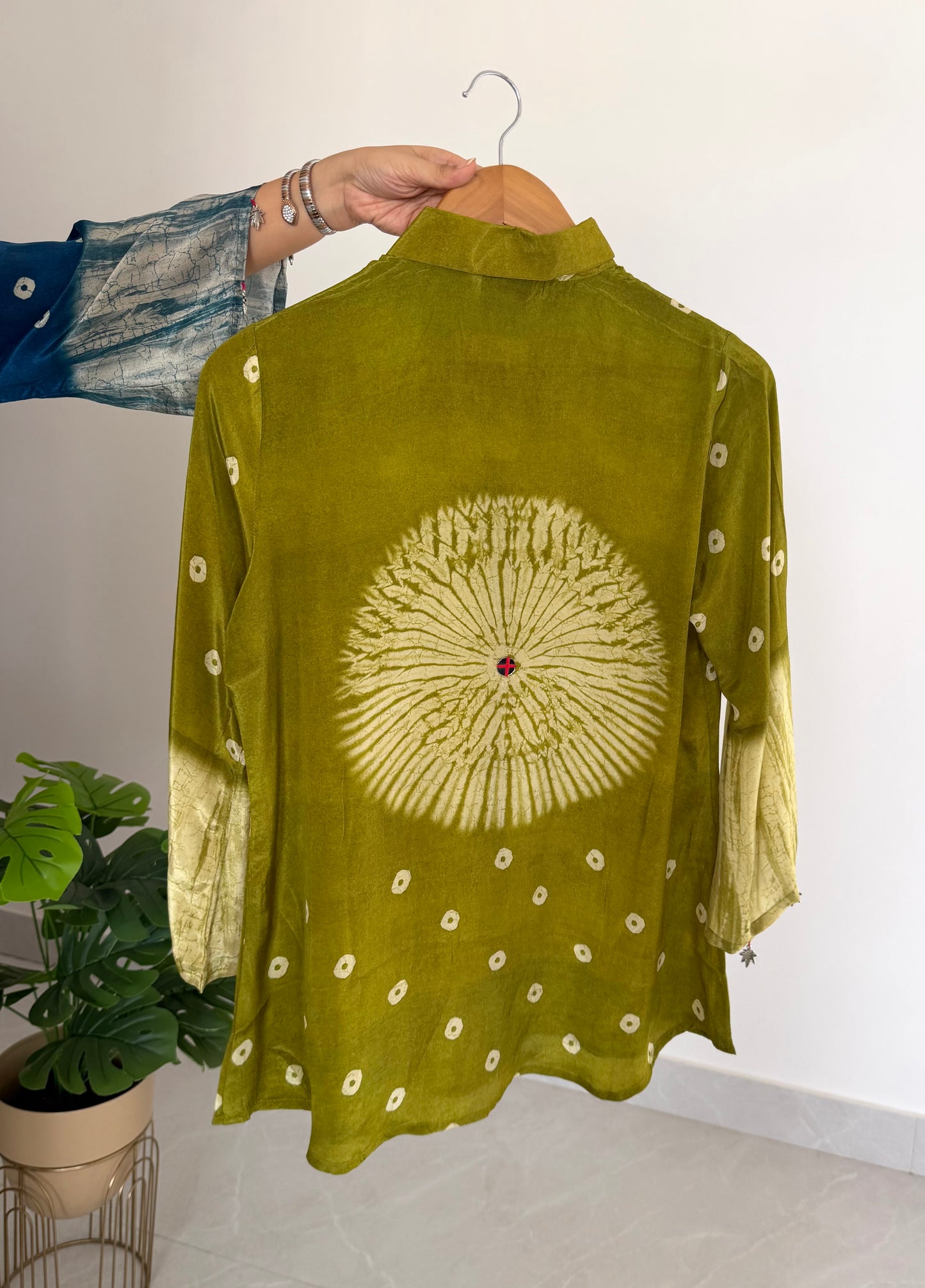 K149 - Pure crape bandhini shirts in 4 colours