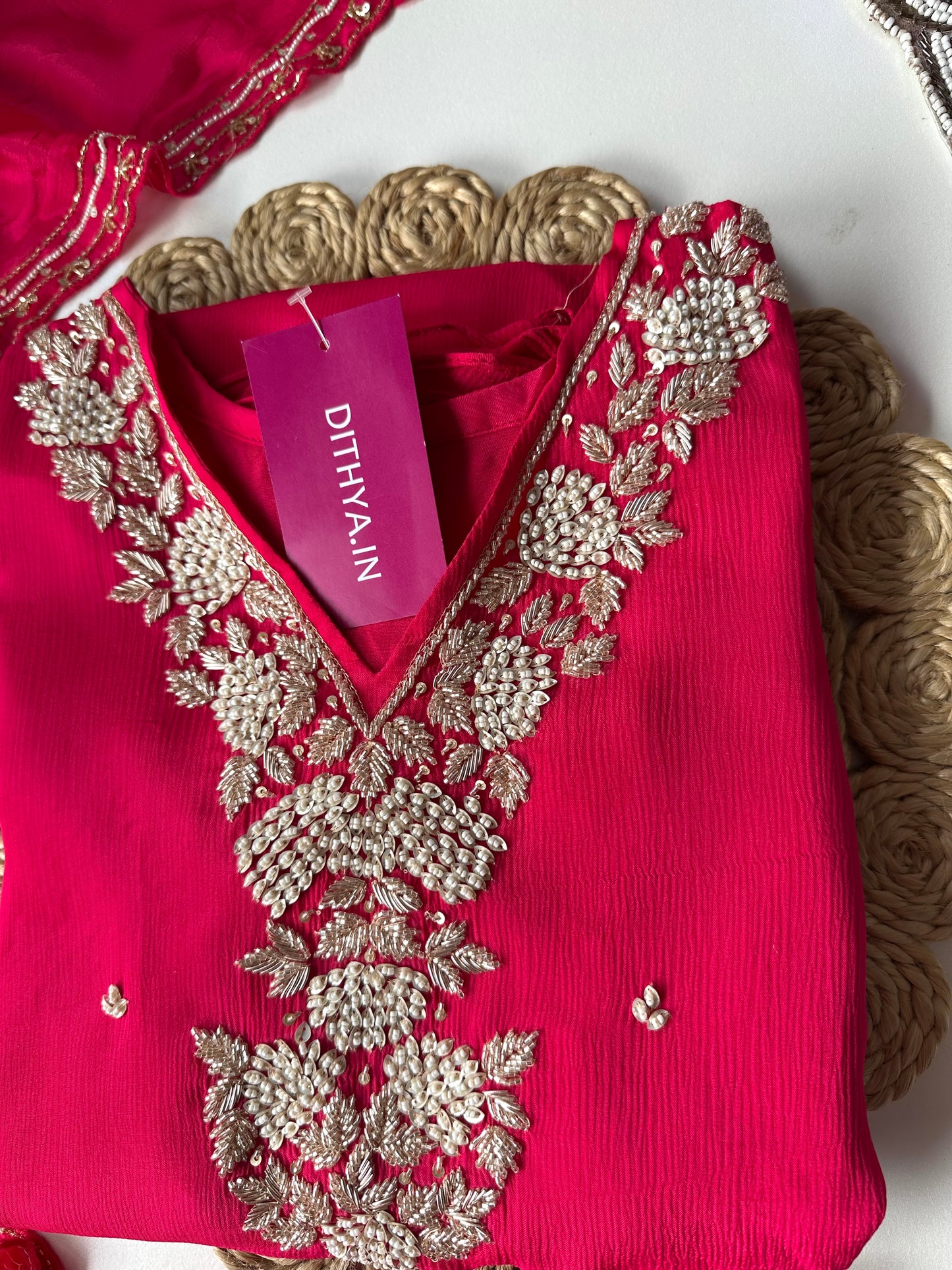 K173 - Chinnon handwork Anarkali with pants and dupatta