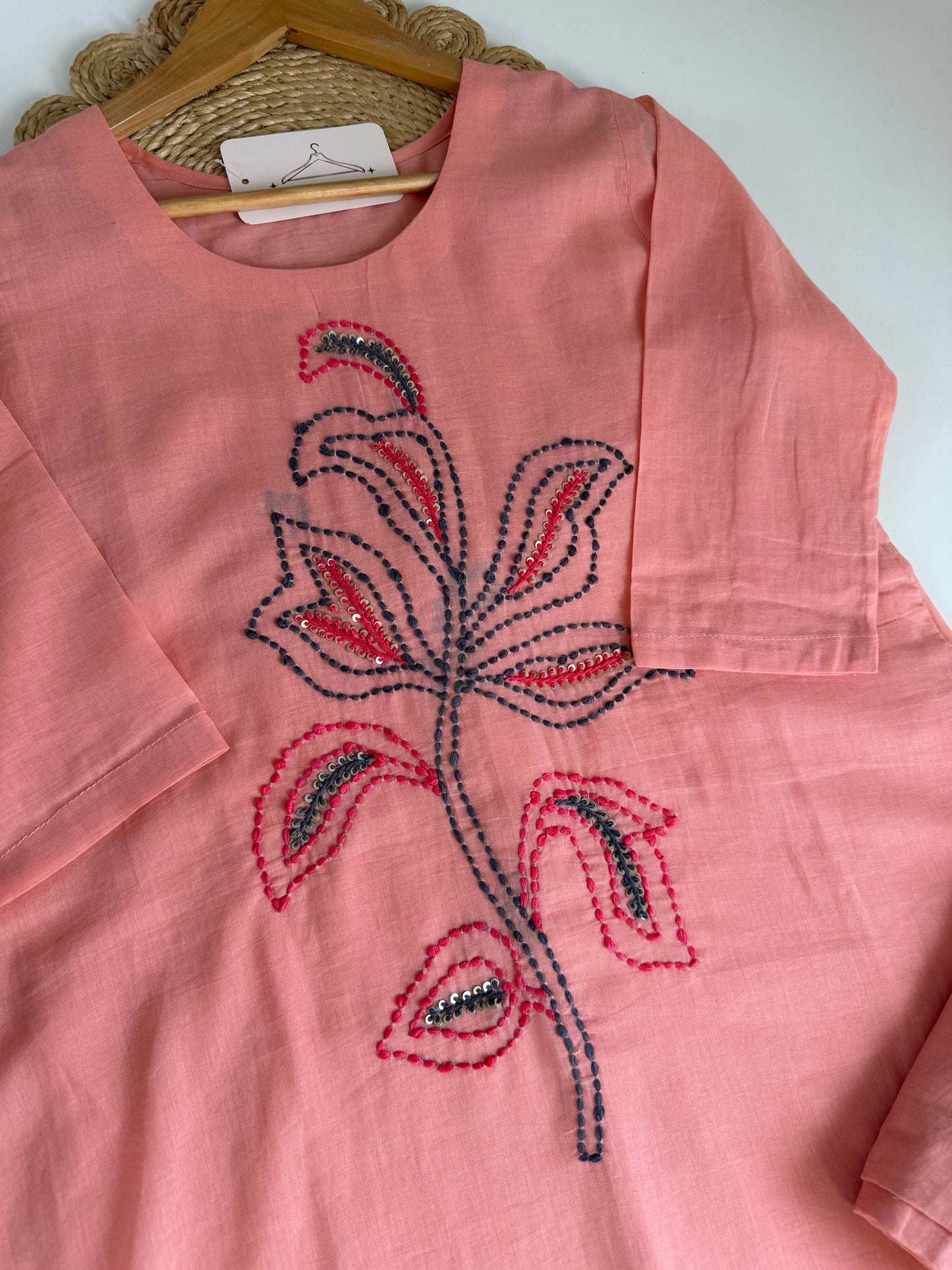 K673 - Mul cotton embroidered coord set