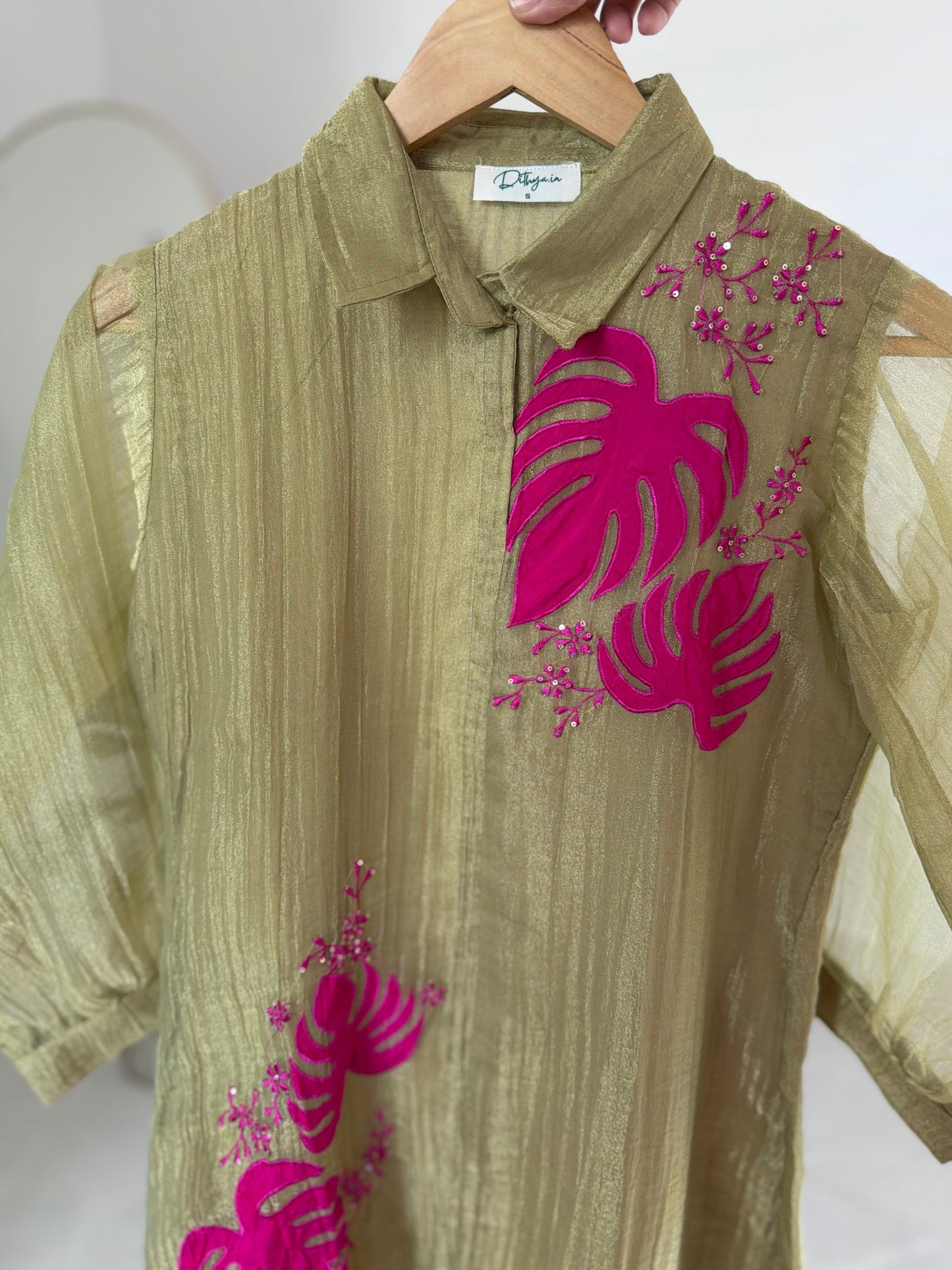 K565 - Tissue silk appliqué coord set in 2 colours
