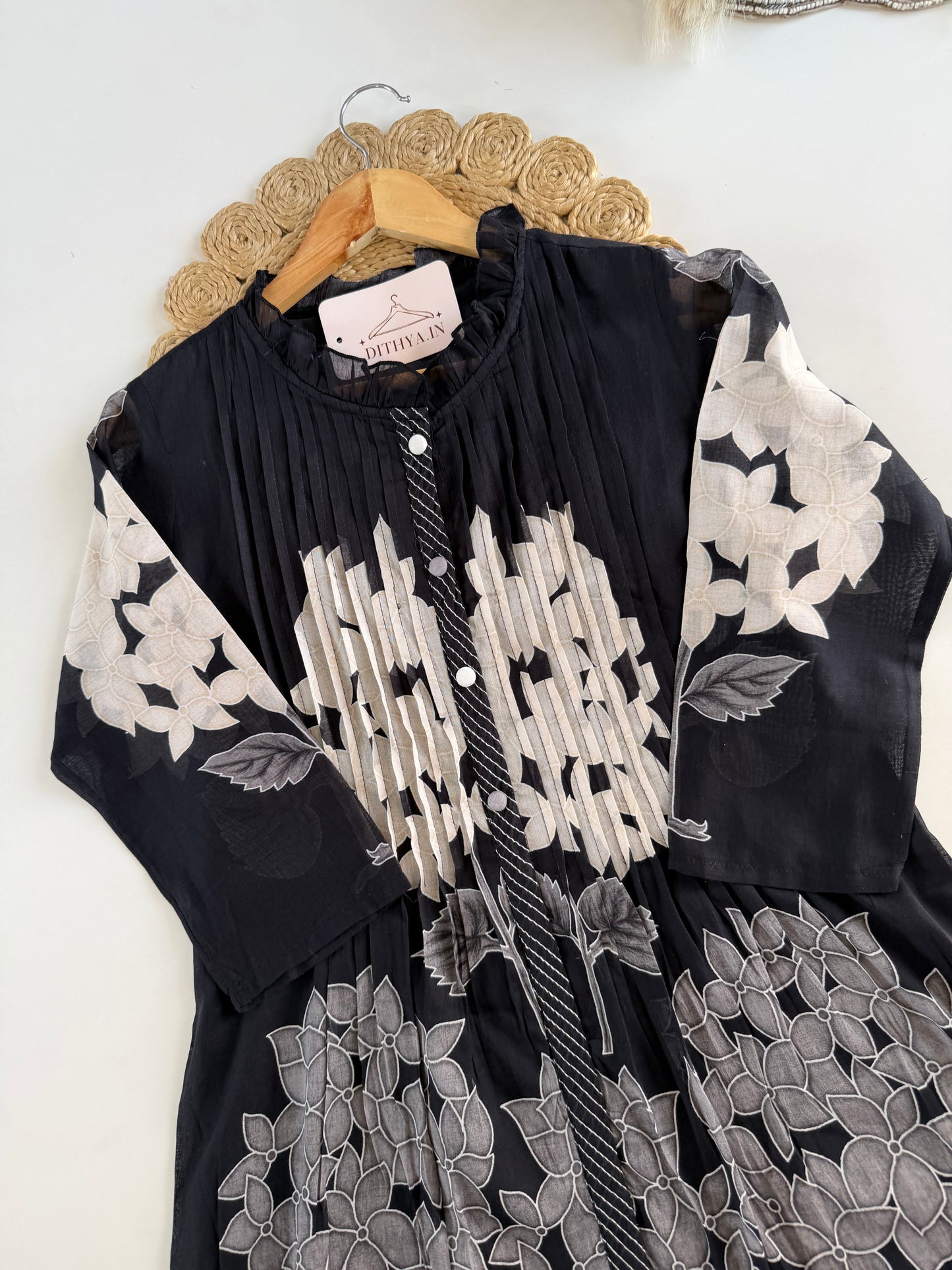 K600 - Cotton floral Aline Kurti with pants and dupatta