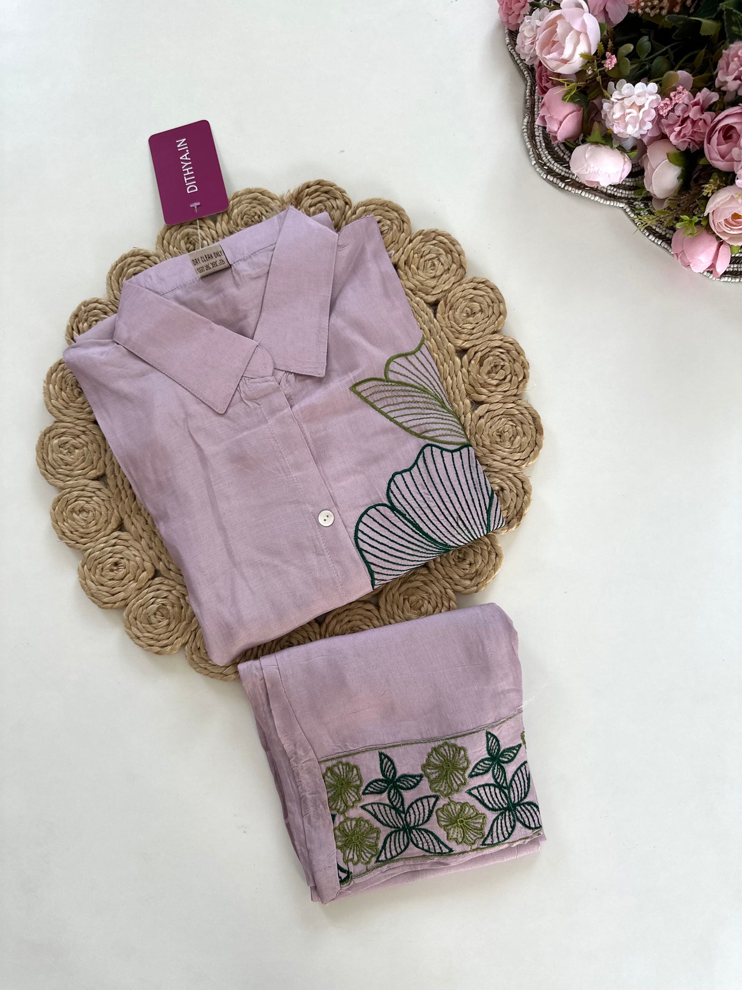 K416 - Muslin embroidered coord set