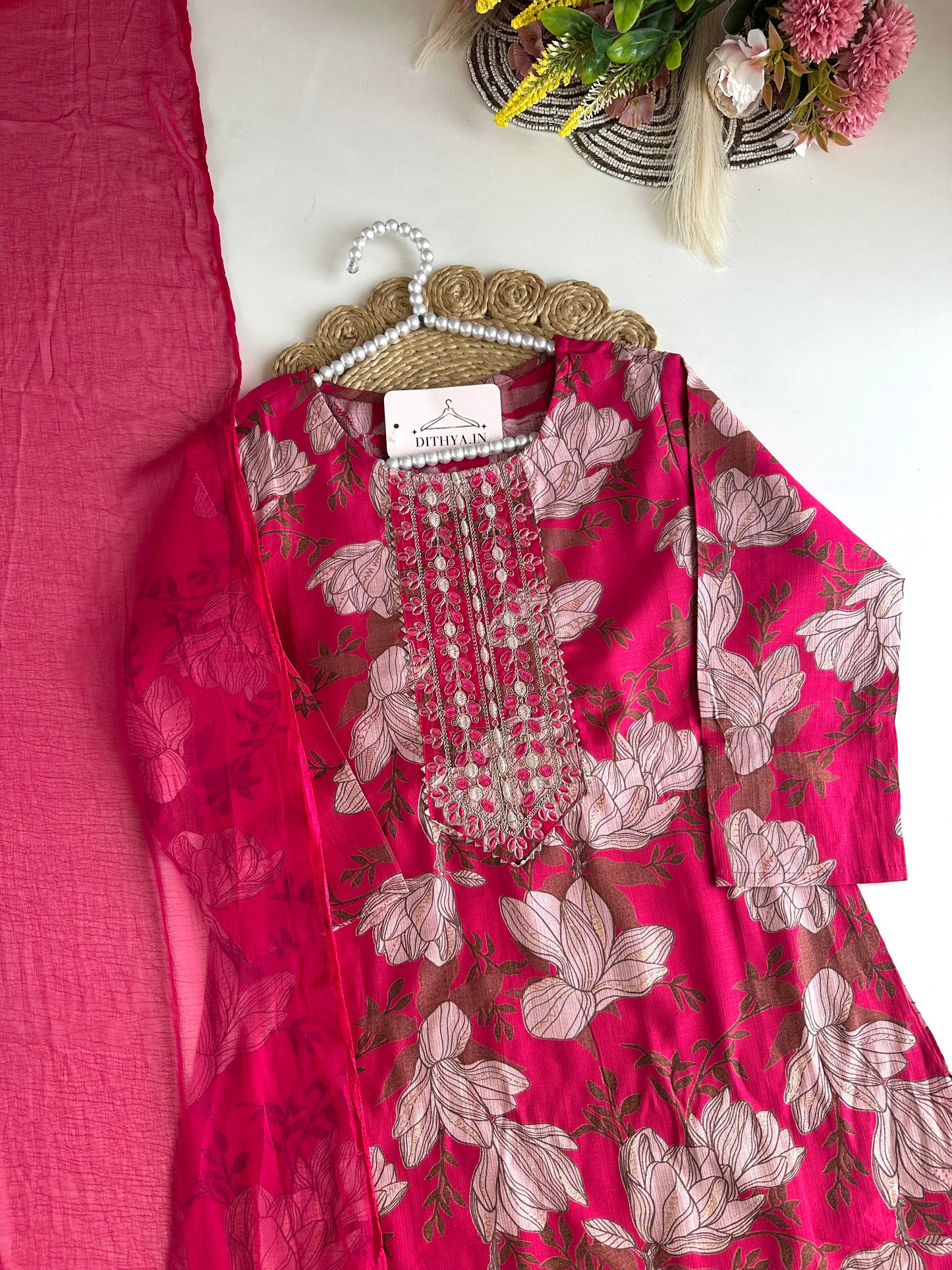 K480 - Roman silk straight Kurti with pant and dupatta