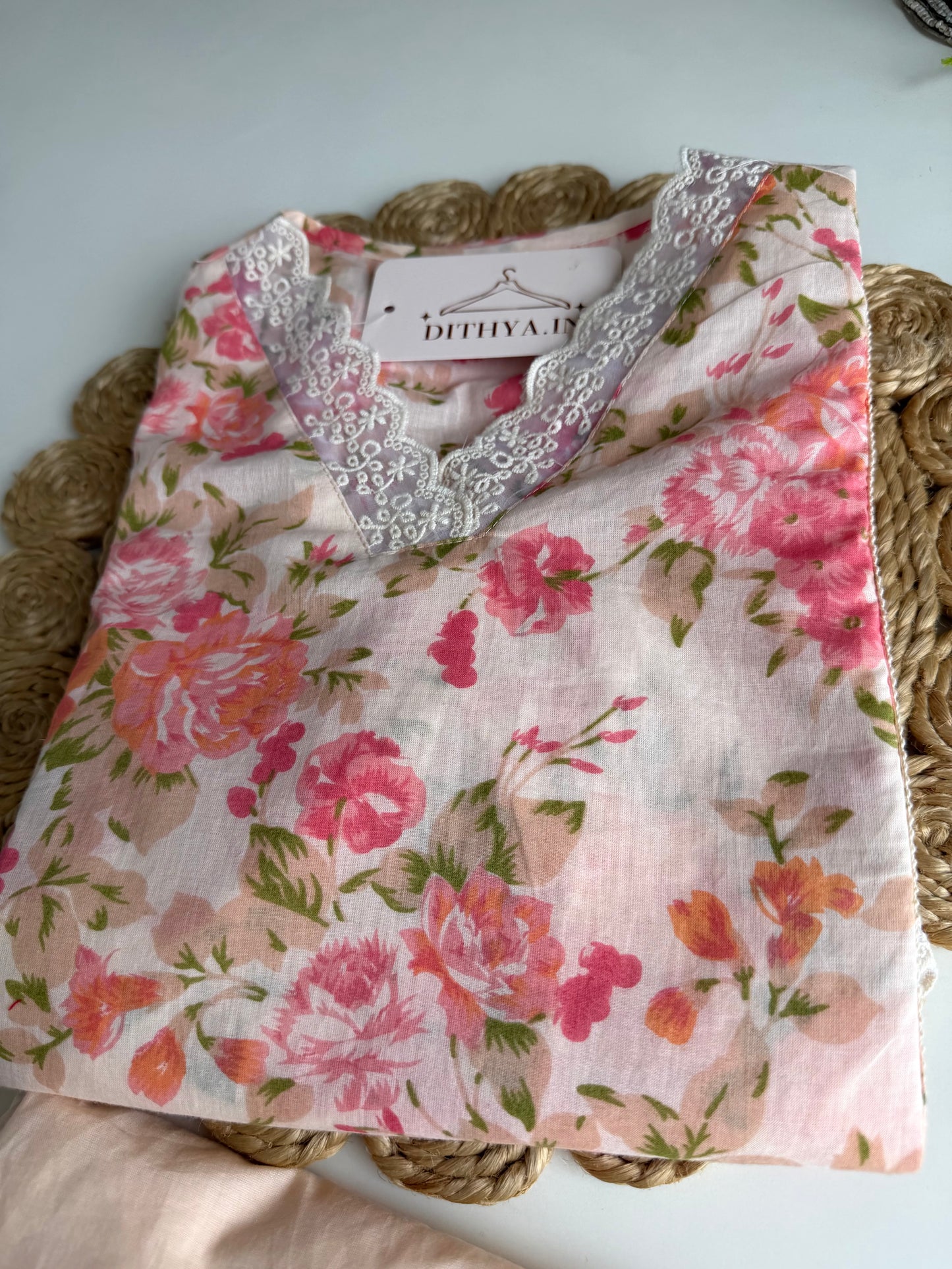 K553 - Mul cotton embroidered Kurti with pants