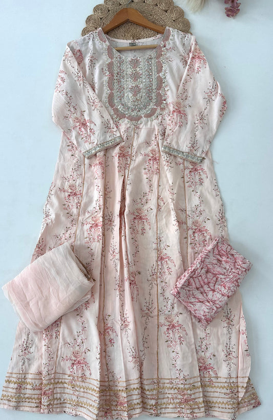 D228 - Muslin silk Anarkali kurti with pants and dupatta