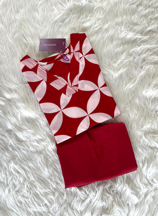 K229 - Cotton printed Kurti with pants in 3 colours
