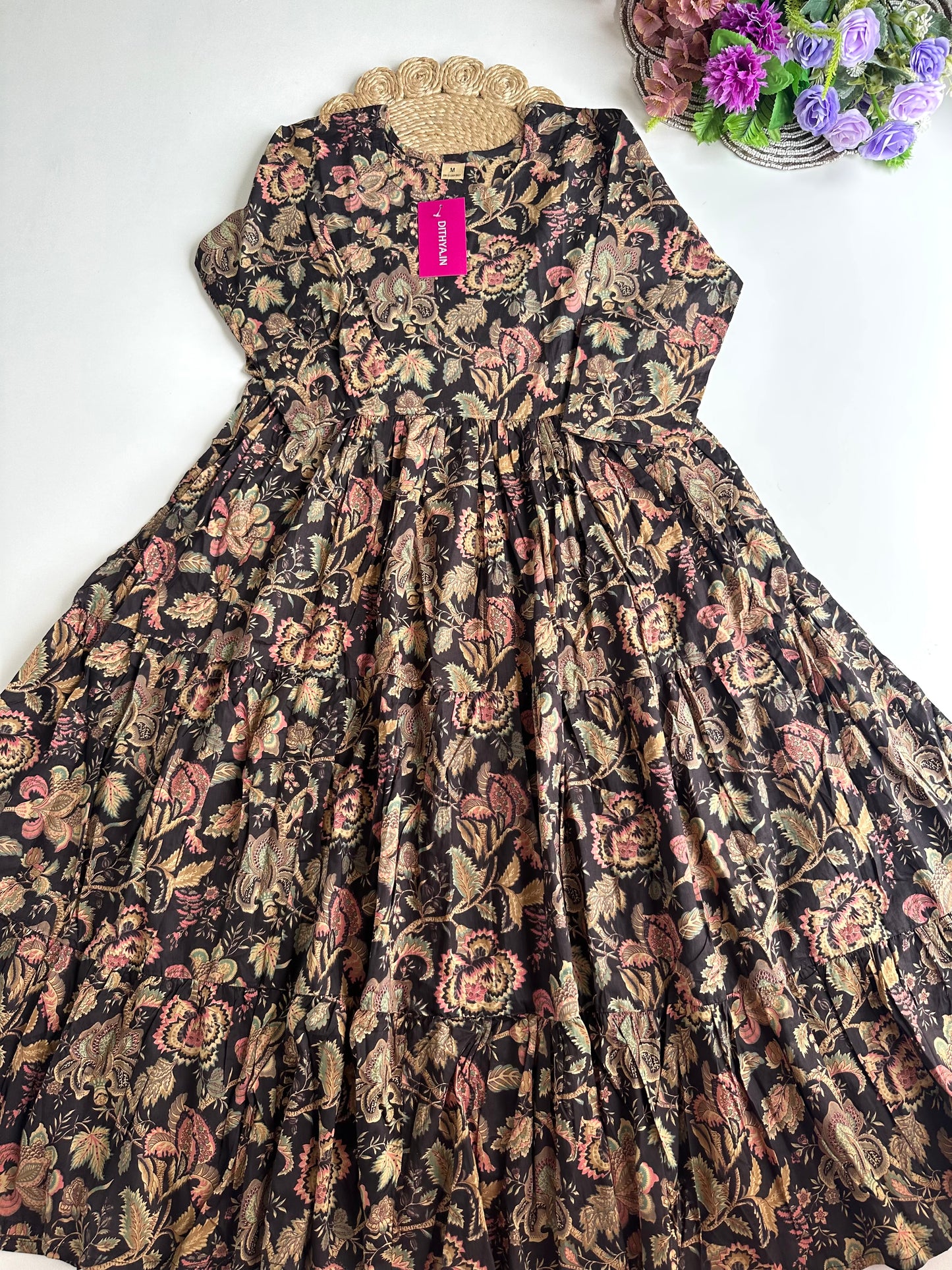 K347 - Cotton floral Anarkali in 3 colours