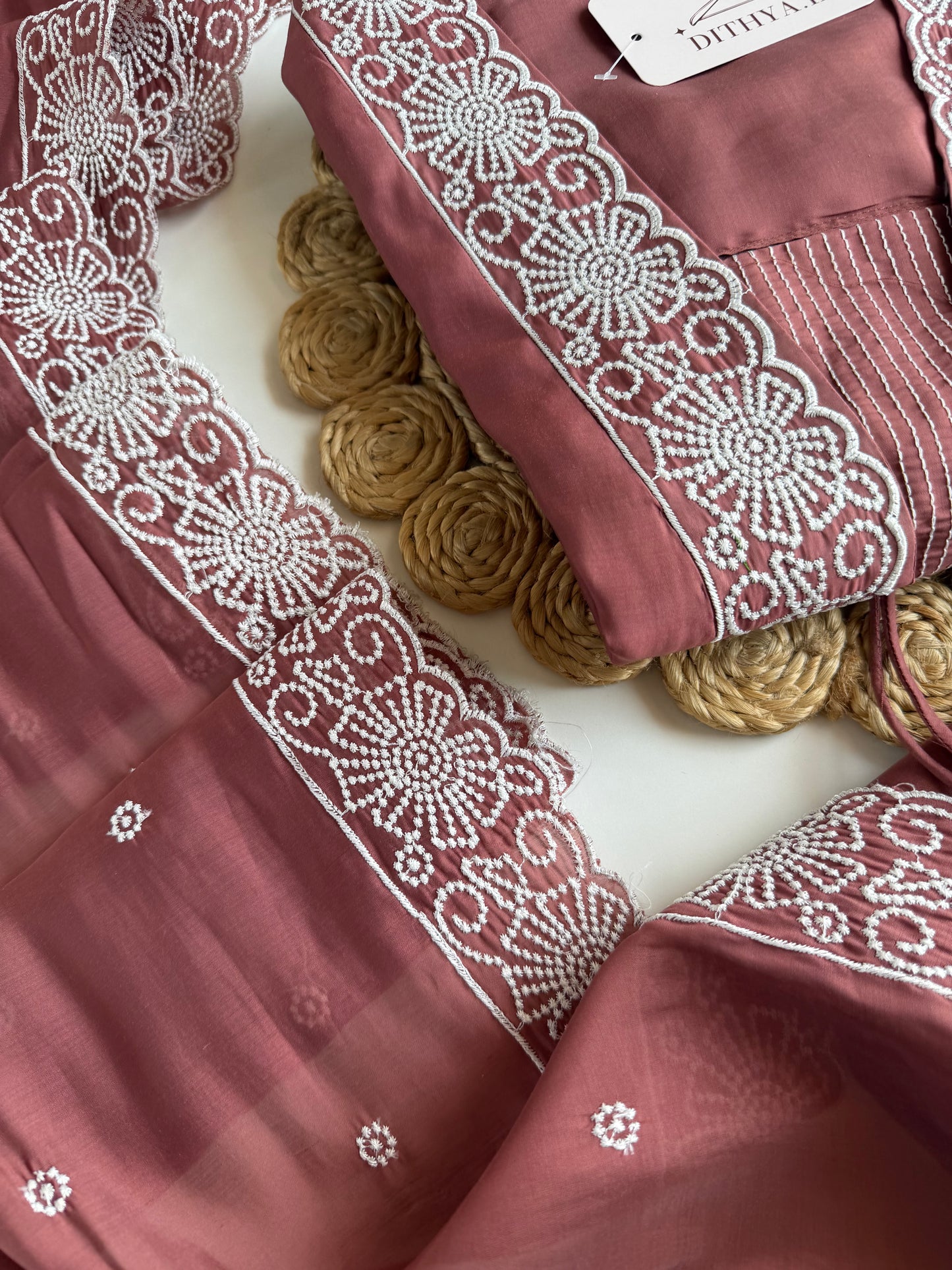 K516 - Surat Mul chanderi embroidered Anarkali with pants and dupatta