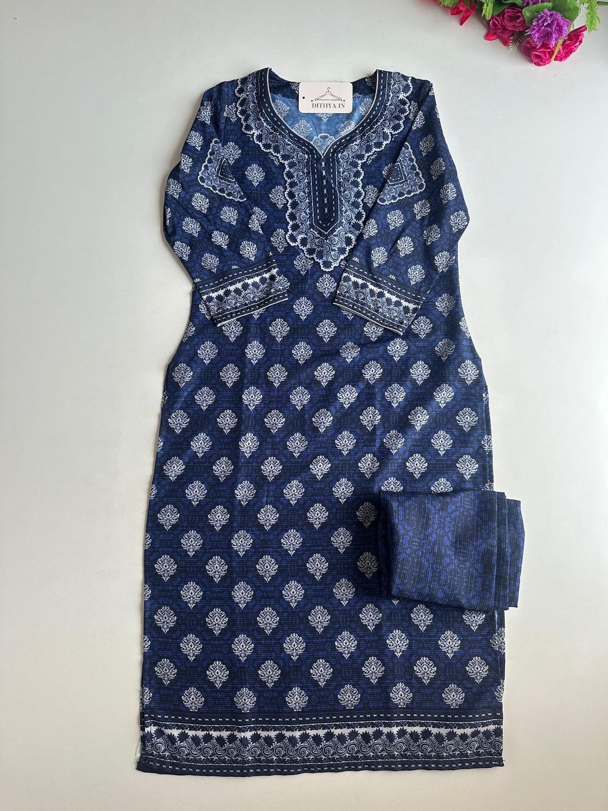 D594-Muslin straight Kurti with pants