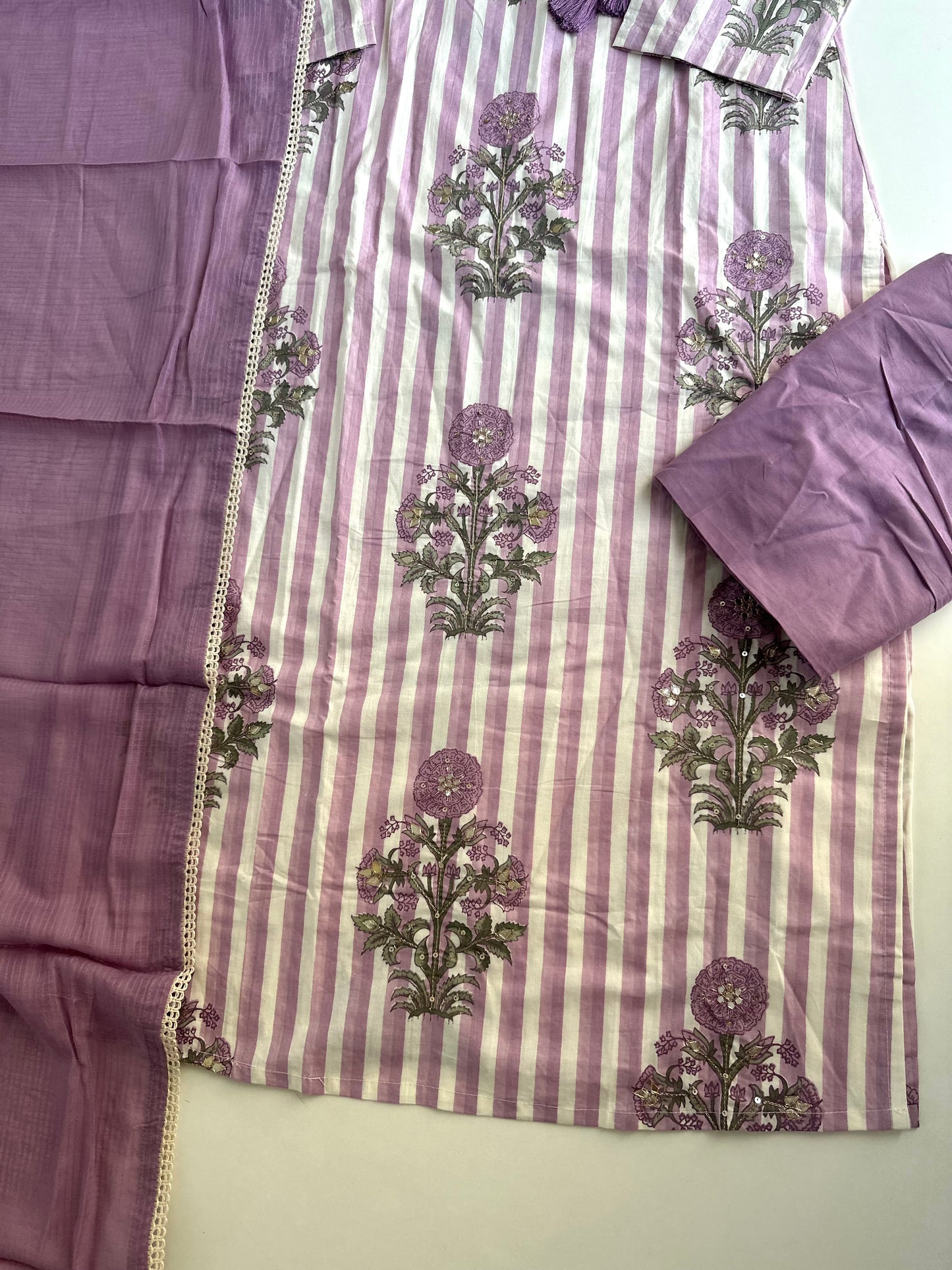 K056 - Cotton straight Kurti with pants and dupatta