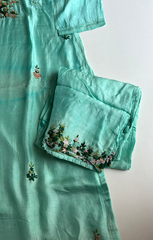 D245 - Dola silk straight kurti with Sharara and dupatta