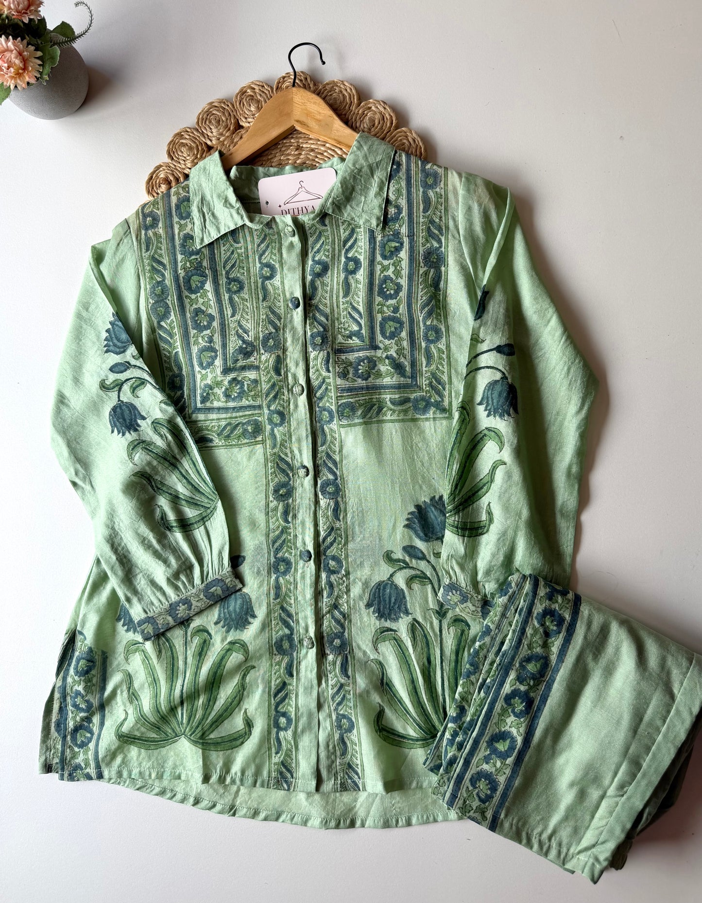 K404 - Mul chanderi printed coord set