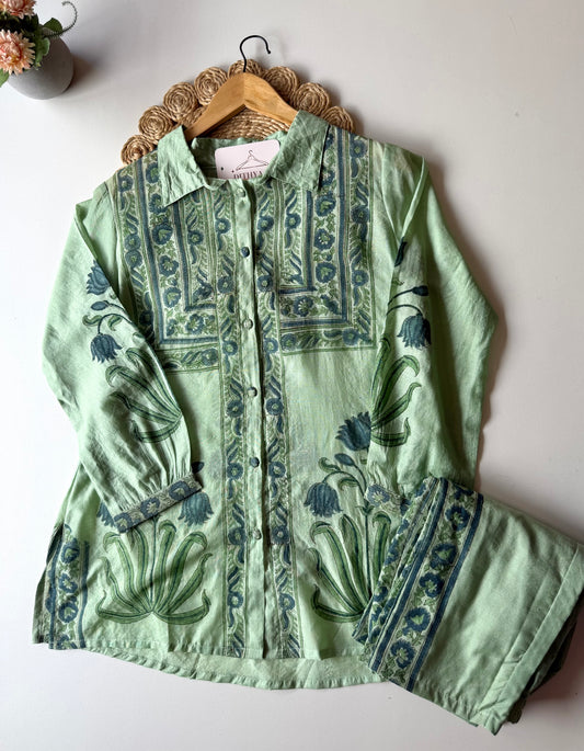 K404 - Mul chanderi printed coord set