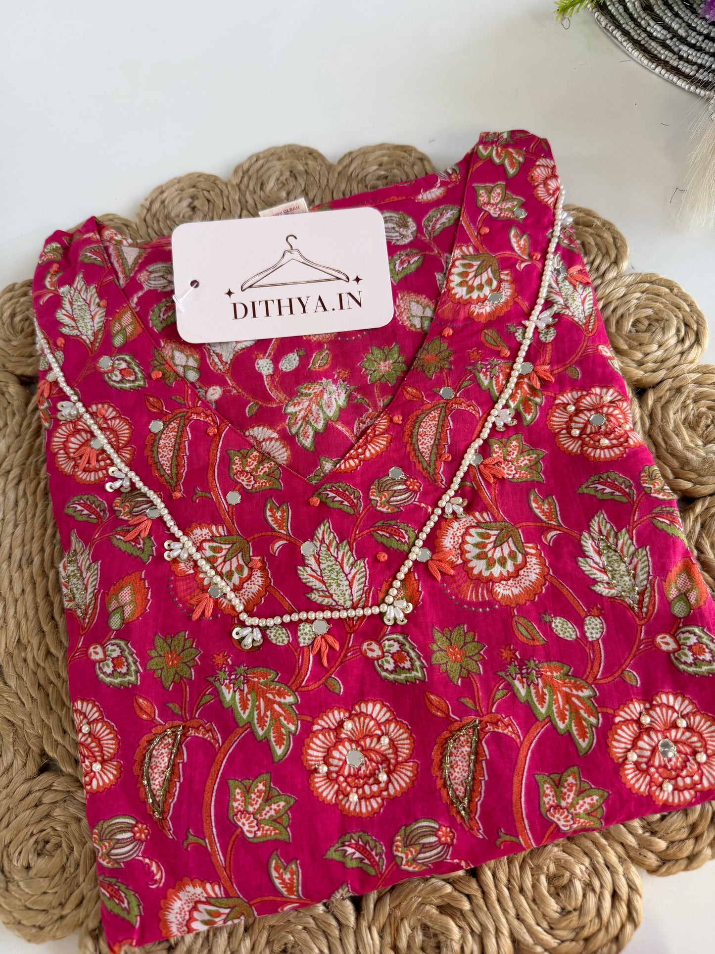 K088 - Cotton printed Aline Kurti with pants