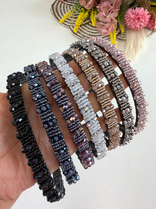 A068 - Beaded hairband in 7 colours (price for each)