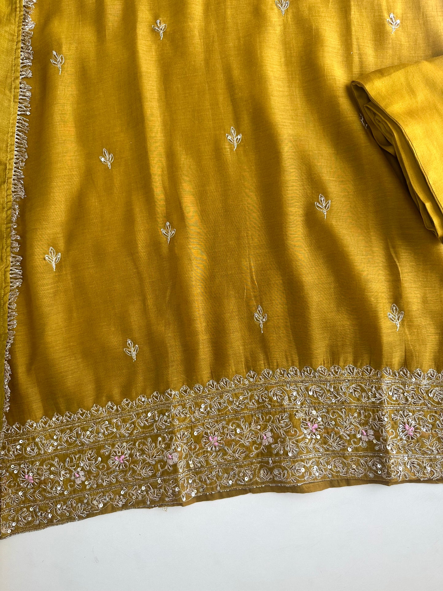 K430 - Mul Chanderi handwork Anarkali with pants and dupatta in 2 colours